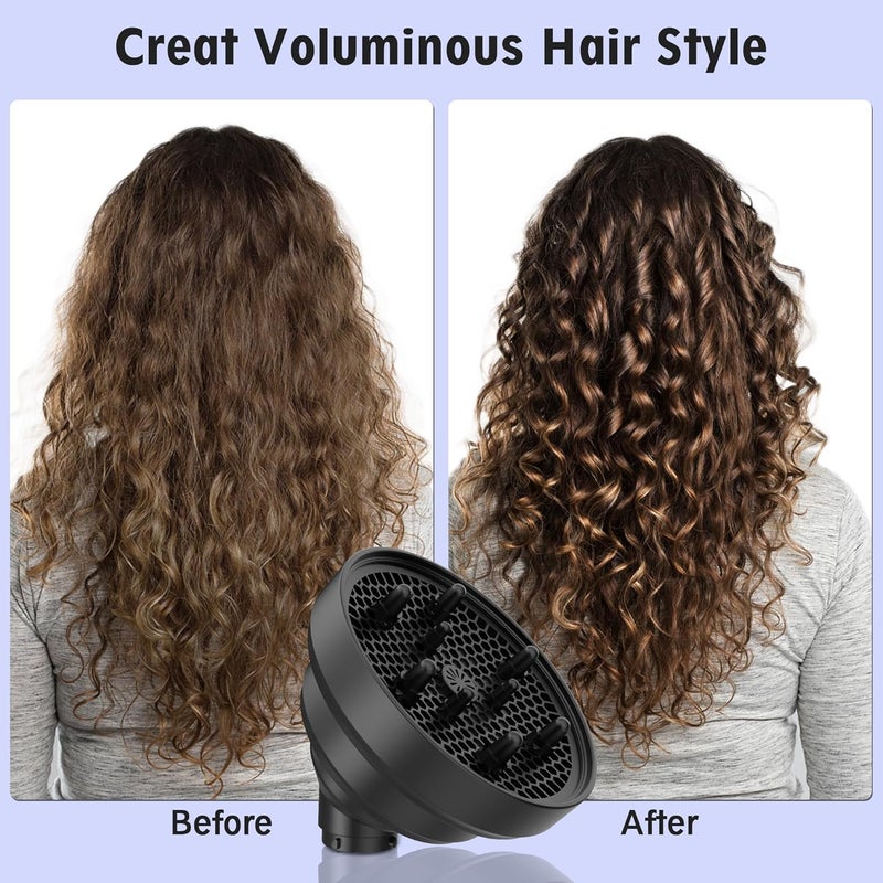 KingKam Upgraded Diffuser Attachment for Dyson Airwrap Styler, Collapsible Travel Hair Diffuser Attachments for Airwrap, Converts for Dyson Air wrap to Hair Dryer, Foldable and Portable - Black - Image 4